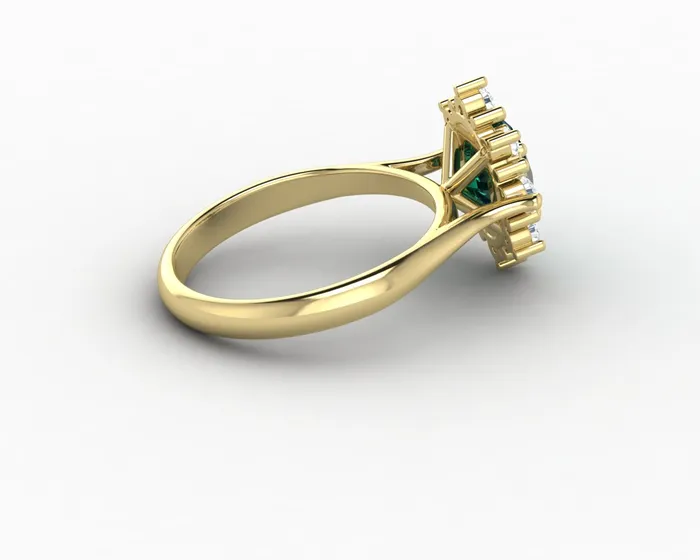 Sapheena Jewelry Rings Bridget 10 Ct Oval Cut Halo Green Emerald Engagement Ring