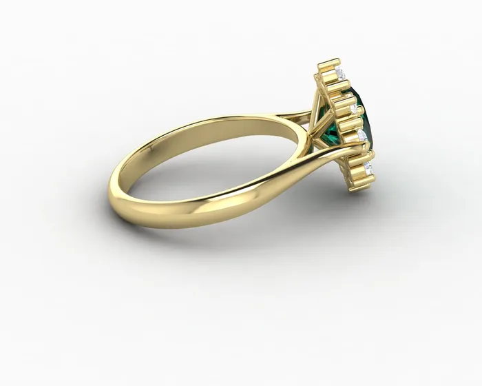Sapheena Jewelry Rings Bridget 10 Ct Oval Cut Halo Green Emerald Engagement Ring