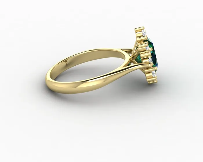 Sapheena Jewelry Rings Bridget 10 Ct Oval Cut Halo Green Emerald Engagement Ring