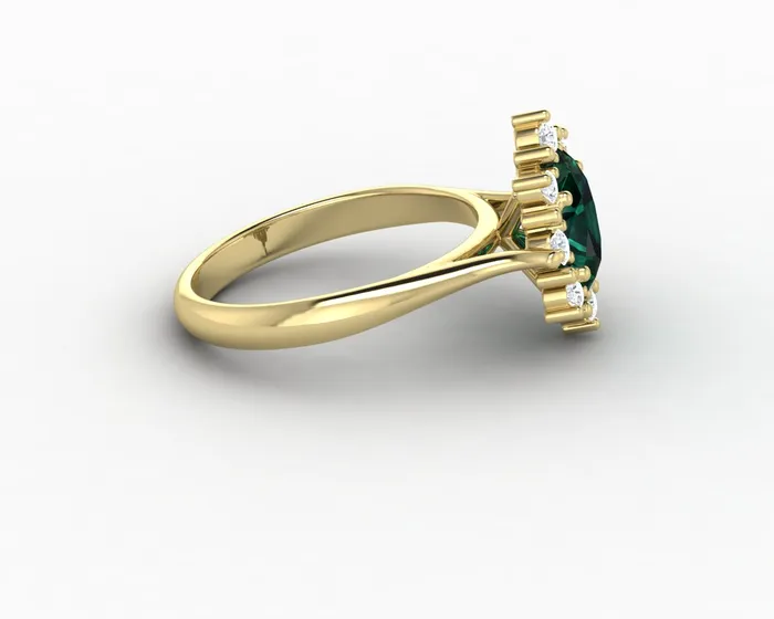 Sapheena Jewelry Rings Bridget 10 Ct Oval Cut Halo Green Emerald Engagement Ring