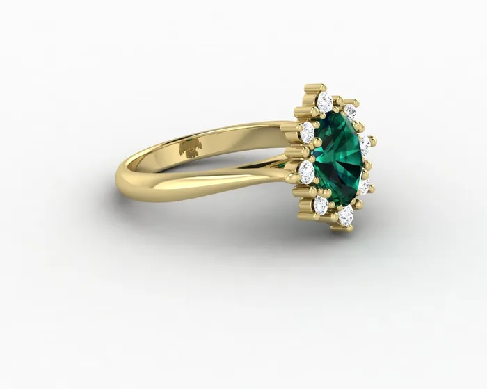 Sapheena Jewelry Rings Bridget 10 Ct Oval Cut Halo Green Emerald Engagement Ring
