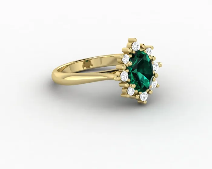 Sapheena Jewelry Rings Bridget 10 Ct Oval Cut Halo Green Emerald Engagement Ring