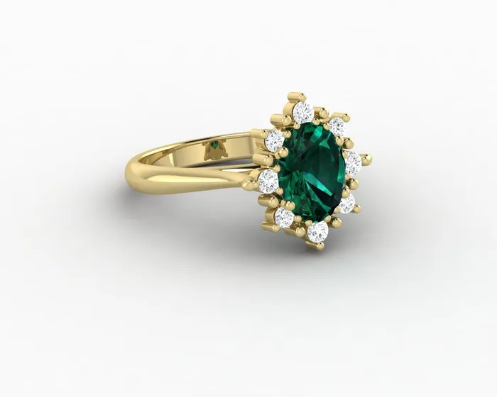 Sapheena Jewelry Rings Bridget 10 Ct Oval Cut Halo Green Emerald Engagement Ring