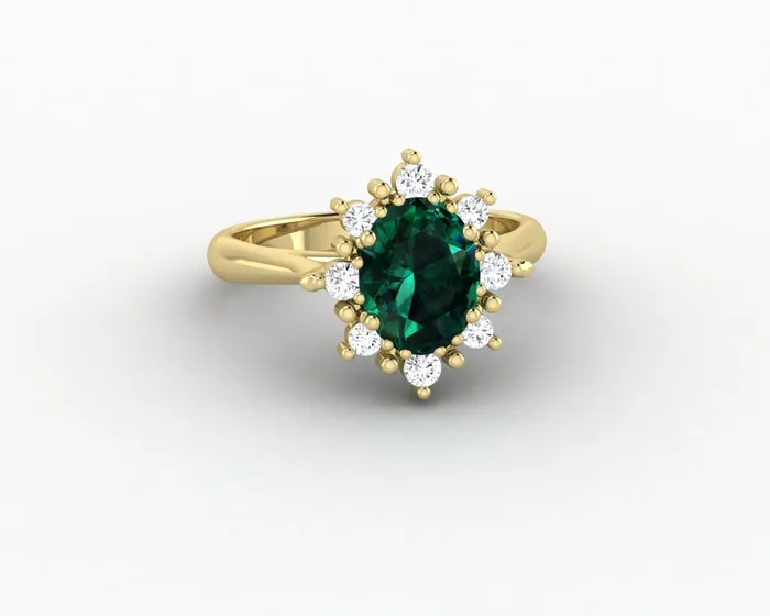 Sapheena Jewelry Rings Bridget 10 Ct Oval Cut Halo Green Emerald Engagement Ring