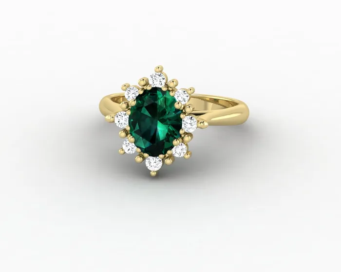 Sapheena Jewelry Rings Bridget 10 Ct Oval Cut Halo Green Emerald Engagement Ring