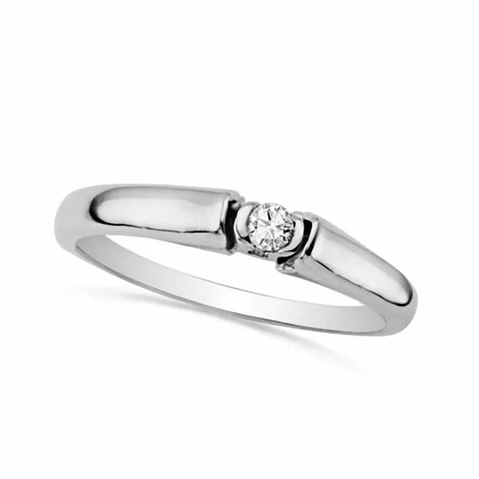 005 CT Natural Clarity Enhanced Diamond Solitaire Promise Ring in Solid 10K White Gold Goldia Rings