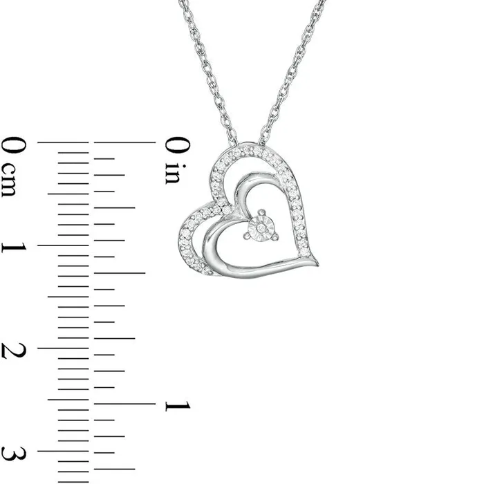 01 CT TW Natural Diamond Tilted Double Heart Pendant in 10K White Gold Goldia Necklaces 01 CT TW Natural Diamond Tilted Double Heart Pendant in 10K White Gold Goldia Necklaces