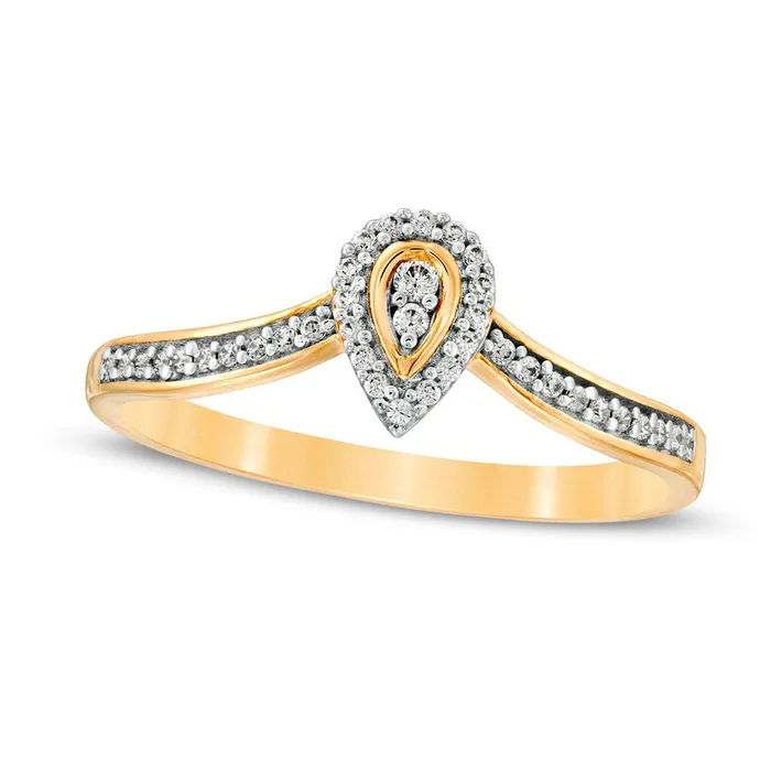 013 CT TW Composite Natural Diamond PearShaped Frame Chevron Promise Ring in Solid 10K Yellow Gold Goldia Rings 013 CT TW Composite Natural Diamond PearShaped Frame Chevron Promise Ring in Solid 10K Yellow Gold Goldia Rings