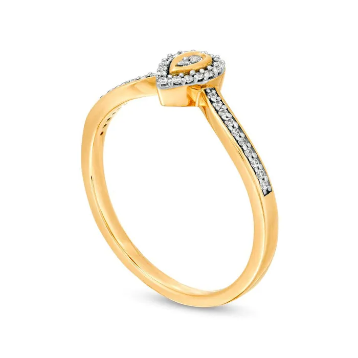 013 CT TW Composite Natural Diamond PearShaped Frame Chevron Promise Ring in Solid 10K Yellow Gold Goldia Rings 013 CT TW Composite Natural Diamond PearShaped Frame Chevron Promise Ring in Solid 10K Yellow Gold Goldia Rings