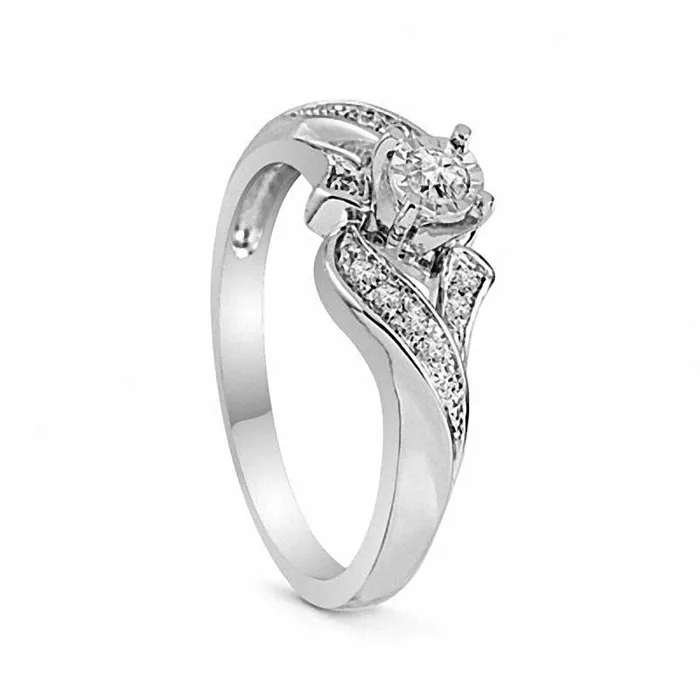 013 CT TW Natural Diamond Bypass Frame Promise Ring in Sterling Silver Goldia Rings 013 CT TW Natural Diamond Bypass Frame Promise Ring in Sterling Silver Goldia Rings