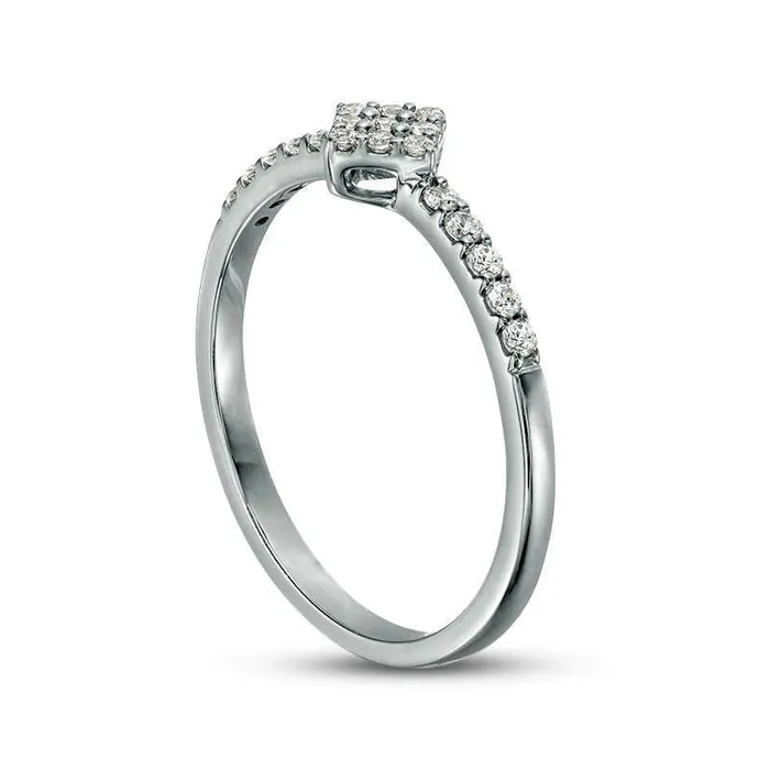 017 CT TW Composite Natural Diamond Tilted Square Promise Ring in Solid 10K White Gold Goldia Rings 017 CT TW Composite Natural Diamond Tilted Square Promise Ring in Solid 10K White Gold Goldia Rings