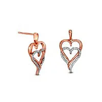 017 CT TW Diamond Double Elongated Heart Entwined Drop Earrings in Sterling Silver with 14K Rose Gold Plate Goldia Earrings 017 CT TW Diamond Double Elongated Heart Entwined Drop Earrings in Sterling Silver with 14K Rose Gold Plate Goldia Earrings