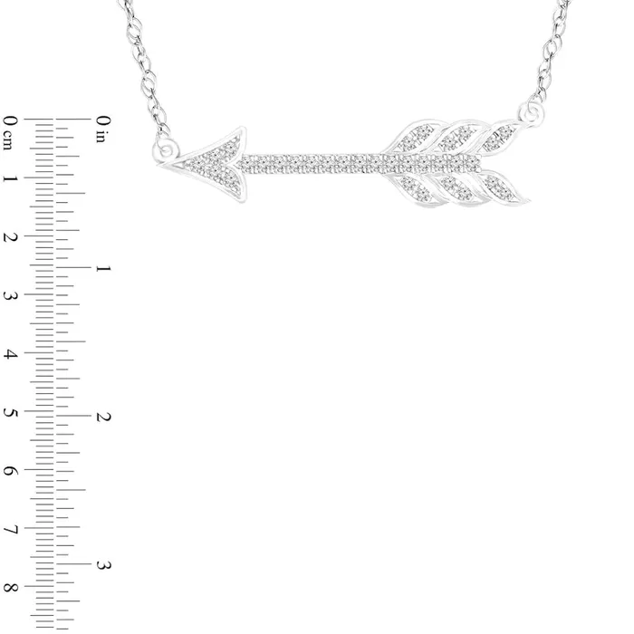 017 CT TW Natural Diamond Sideways Arrow Necklace in Sterling Silver Goldia Necklaces 017 CT TW Natural Diamond Sideways Arrow Necklace in Sterling Silver Goldia Necklaces