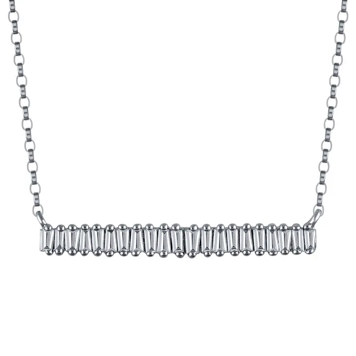 025 CT TW Baguette Natural Diamond Bar Necklace in 10K White Gold Goldia Necklaces 025 CT TW Baguette Natural Diamond Bar Necklace in 10K White Gold Goldia Necklaces