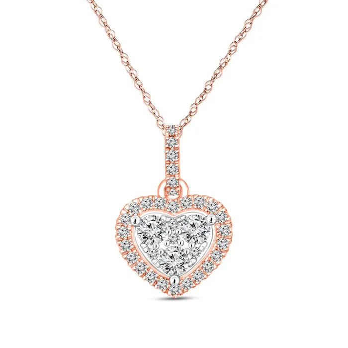 025 CT TW Composite Natural Diamond HeartShaped Frame Pendant in 10K Rose Gold Goldia Necklaces 025 CT TW Composite Natural Diamond HeartShaped Frame Pendant in 10K Rose Gold Goldia Necklaces