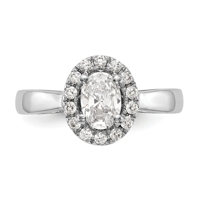 025ct CZ Solid Real 14K White Gold Oval Halo Engagement Ring Goldia Rings