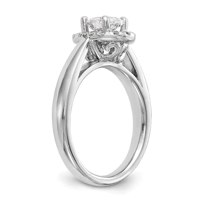 025ct CZ Solid Real 14K White Gold Oval Halo Engagement Ring Goldia Rings