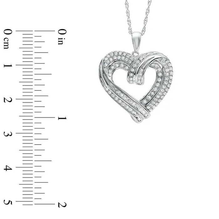 05 CT TW Natural Diamond CrissCross MultiRow Heart Pendant in Sterling Silver Goldia Necklaces 05 CT TW Natural Diamond CrissCross MultiRow Heart Pendant in Sterling Silver Goldia Necklaces