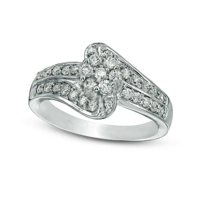 063 CT TW Composite Natural Diamond Bypass Ring in Solid 10K White Gold Goldia Rings 063 CT TW Composite Natural Diamond Bypass Ring in Solid 10K White Gold Goldia Rings