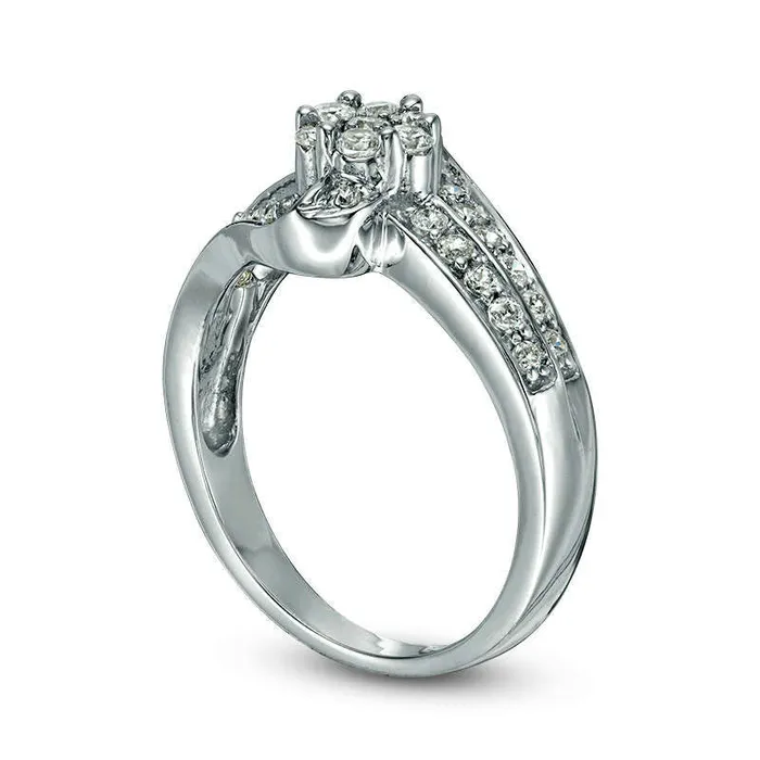 063 CT TW Composite Natural Diamond Bypass Ring in Solid 10K White Gold Goldia Rings 063 CT TW Composite Natural Diamond Bypass Ring in Solid 10K White Gold Goldia Rings
