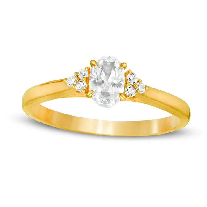 063 CT TW Oval Natural Diamond TriSides Engagement Ring in Solid 14K Gold Goldia Rings 063 CT TW Oval Natural Diamond TriSides Engagement Ring in Solid 14K Gold Goldia Rings