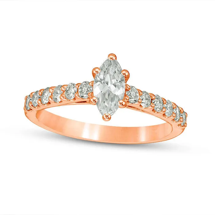 10 CT TW Certified Marquise Natural Diamond Engagement Ring in Solid 14K Rose Gold II1 Goldia Rings 10 CT TW Certified Marquise Natural Diamond Engagement Ring in Solid 14K Rose Gold II1 Goldia Rings