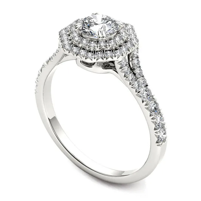 10 CT TW Natural Diamond Double Octagonal Frame Engagement Ring in Solid 14K White Gold Goldia Rings 10 CT TW Natural Diamond Double Octagonal Frame Engagement Ring in Solid 14K White Gold Goldia Rings