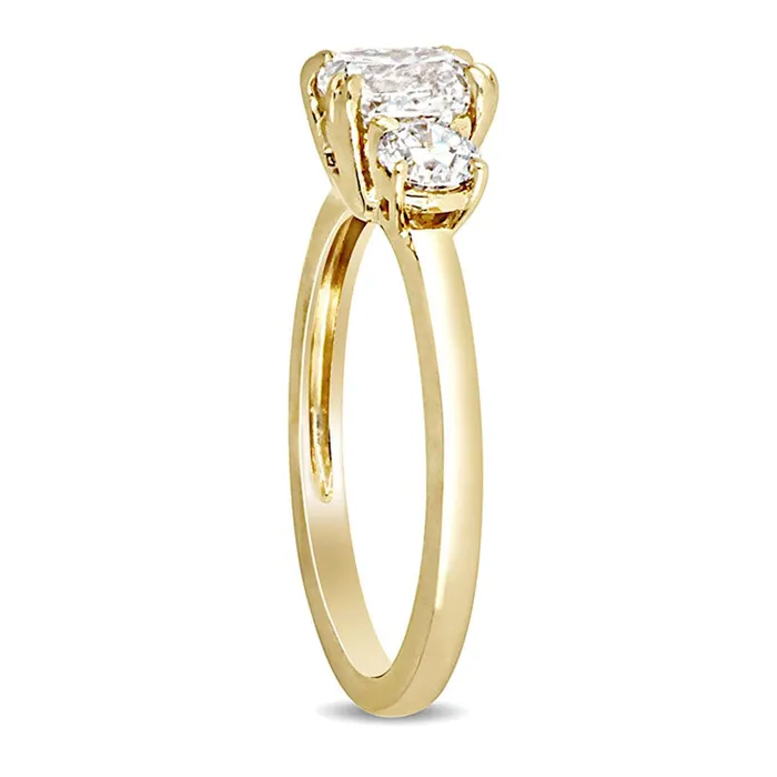 15 CT TW CushionCut Natural Diamond Three Stone Engagement Ring in Solid 14K Gold Goldia Rings 15 CT TW CushionCut Natural Diamond Three Stone Engagement Ring in Solid 14K Gold Goldia Rings