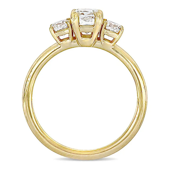 15 CT TW CushionCut Natural Diamond Three Stone Engagement Ring in Solid 14K Gold Goldia Rings 15 CT TW CushionCut Natural Diamond Three Stone Engagement Ring in Solid 14K Gold Goldia Rings