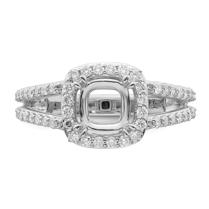 150ct CZ Solid Real 14K White Gold Cushion Halo Engagement Ring Goldia Rings