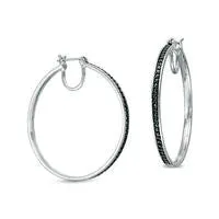 1 CT TW Enhanced Black Diamond Hoop Earrings in Sterling Silver Goldia Earrings 1 CT TW Enhanced Black Diamond Hoop Earrings in Sterling Silver Goldia Earrings