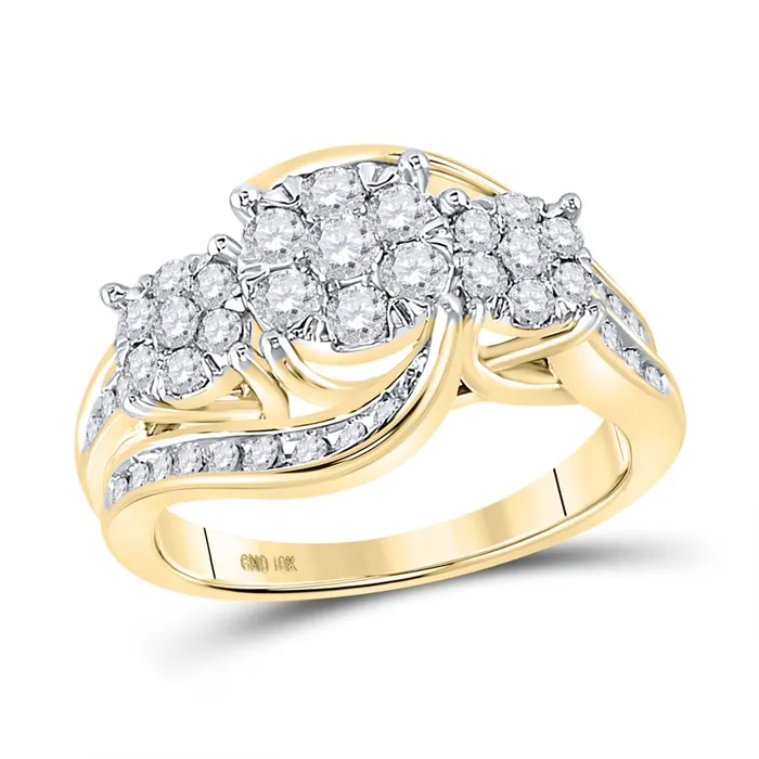 10k Yellow Gold Round Diamond Cluster Bridal Engagement Ring 1 Cttw gndatlanta Rings 10k Yellow Gold Round Diamond Cluster Bridal Engagement Ring 1 Cttw gndatlanta Rings
