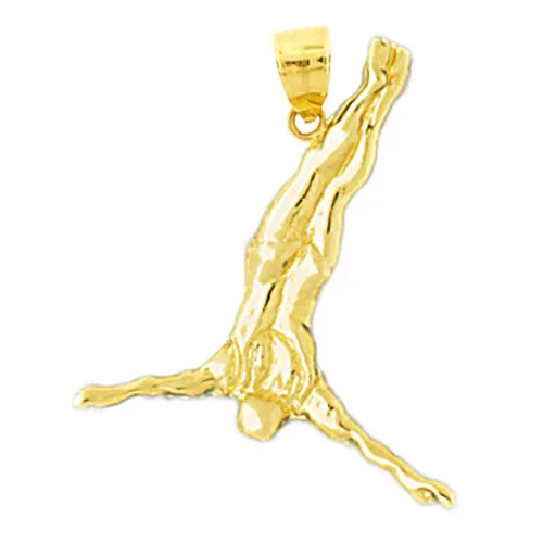 14K Gold 3D Diver Pendant Goldia Necklaces