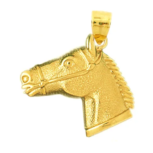 14K Gold Horse Head with Bridle Pendant Goldia Necklaces