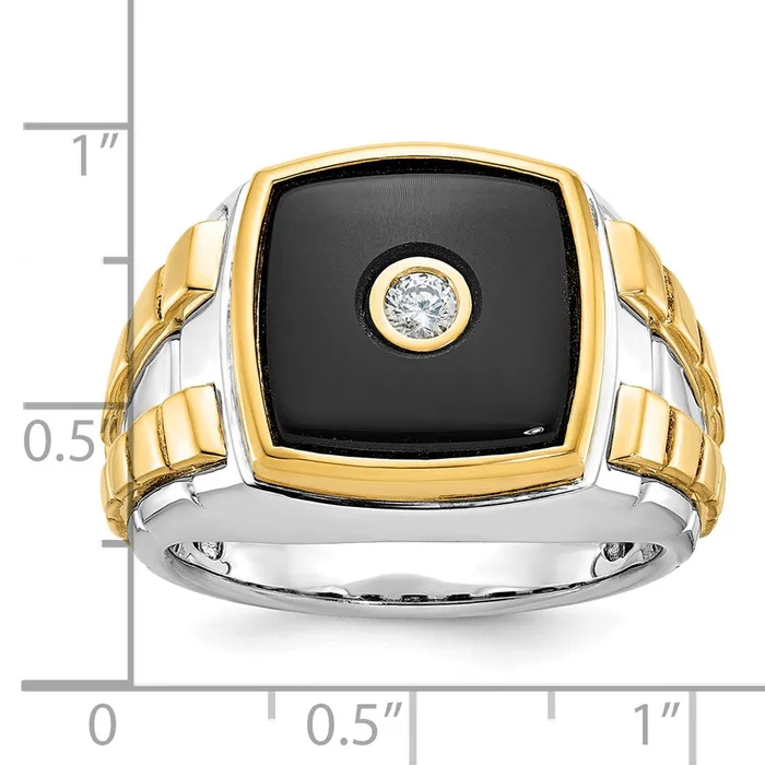 14k Twotone Gold Mens Onyx and Diamond Ring Mounting Goldia Rings