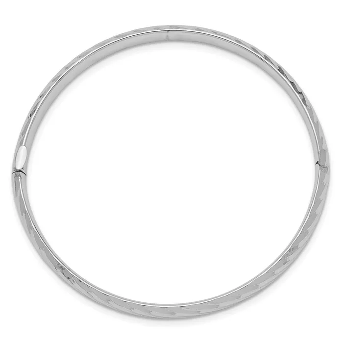 14k White Gold 316 Textured Childrens Hinged Bangle Goldia Earrings