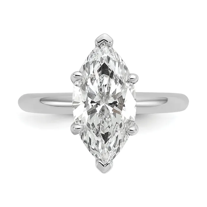 14k White Gold 3 Ct Lab Grown Diamond VSSI G Marquise Solitaire Engagement Ring Goldia Rings