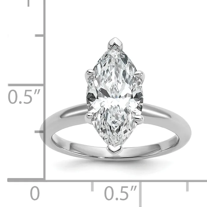 14k White Gold 3 Ct Lab Grown Diamond VSSI G Marquise Solitaire Engagement Ring Goldia Rings