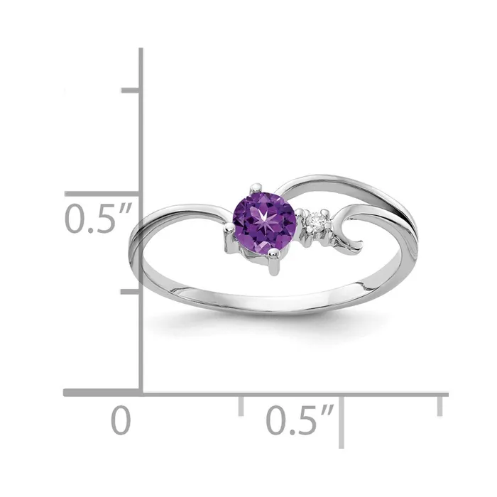 14k White Gold 4mm Amethyst VS Real Diamond ring Goldiacom Rings