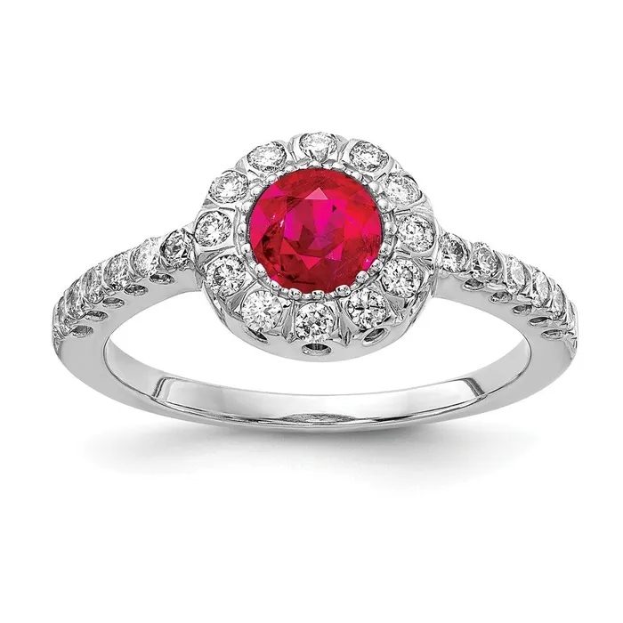 14k White Gold 5mm Ruby VS Real Diamond ring Goldiacom Rings