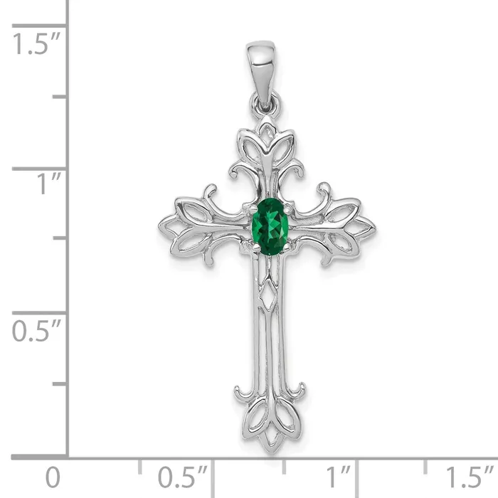 14k White Gold 5x3mm Oval Mount St Helens cross Pendant Goldia Necklaces