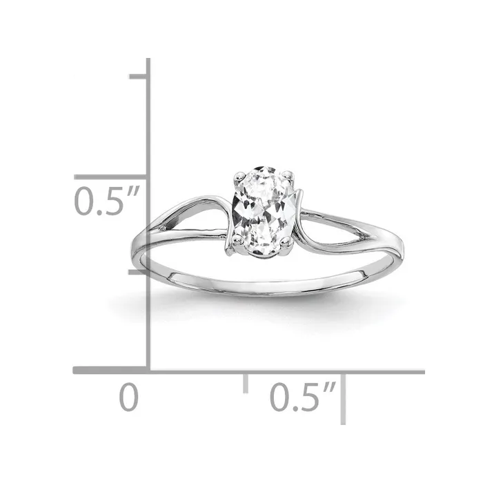 14k White Gold 6x4mm Oval Cubic Zirconia ring Goldia Rings