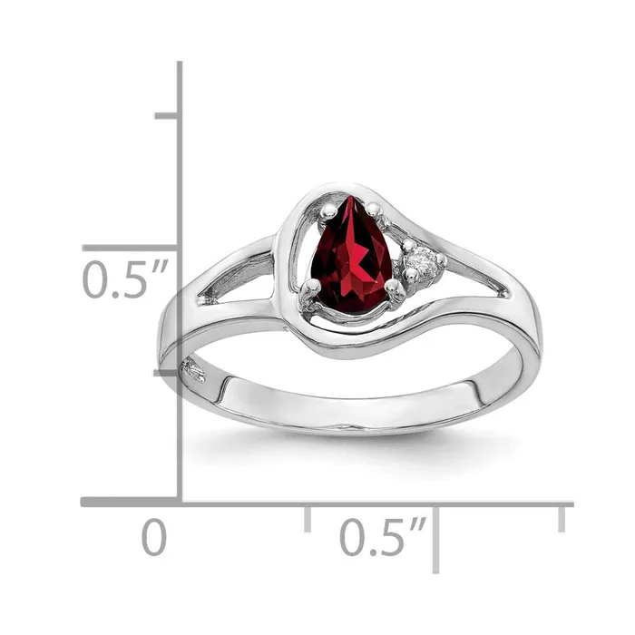14k White Gold 6x4mm Pear Garnet AA Real Diamond ring Goldiacom Rings