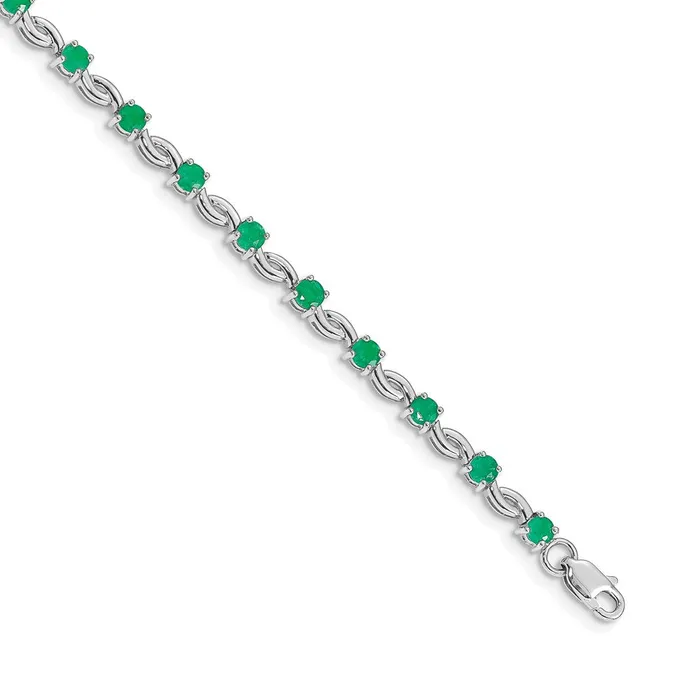 14k White Gold Emerald Gemstone Bracelet goldiaca Bracelets