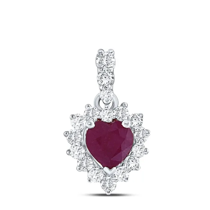 14k White Gold Heart Ruby Solitaire Pendant 38 Cttw gndatlanta Necklaces 14k White Gold Heart Ruby Solitaire Pendant 38 Cttw gndatlanta Necklaces
