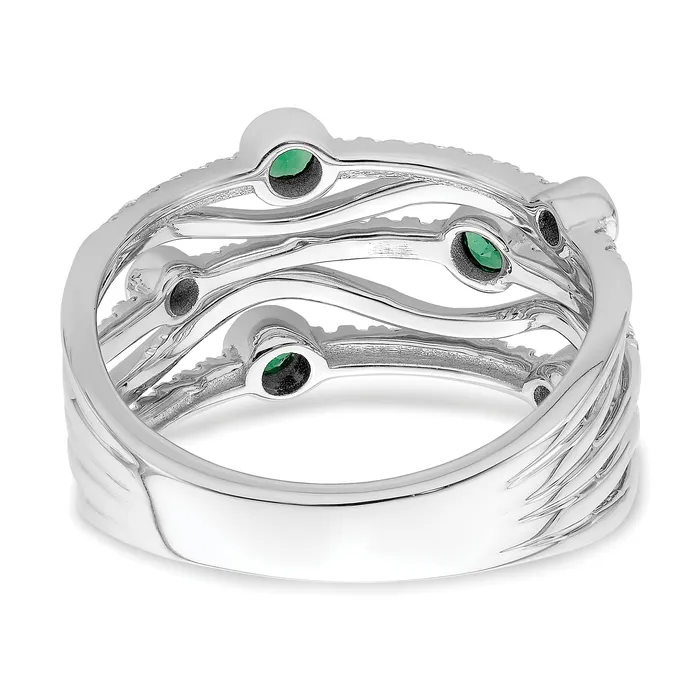 14K White Gold Lab Grown Diamond and Lab Created Blue and Pink Sapphire Wavy Ring Goldia Rings