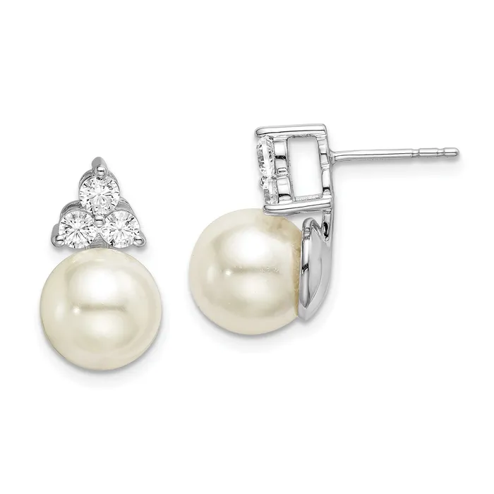 14K White Gold Lab Grown Diamond VSSI FGH Fresh Water Cultured Pearl Post Earrings Goldia Earrings 14K White Gold Lab Grown Diamond VSSI FGH Fresh Water Cultured Pearl Post Earrings Goldia Earrings