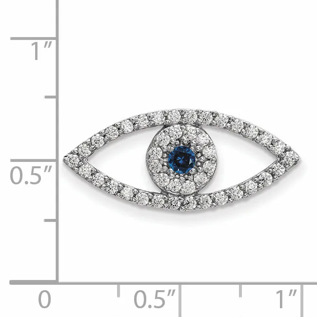 14k White Gold Medium Diamond and Sapphire Evil Eye Pendant Goldiacom Necklaces