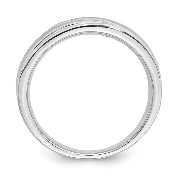 14k White Gold Mens Real Diamond Band Goldia Rings