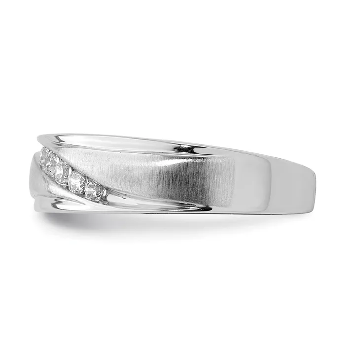 14k White Gold Mens Real Diamond Band Goldia Rings